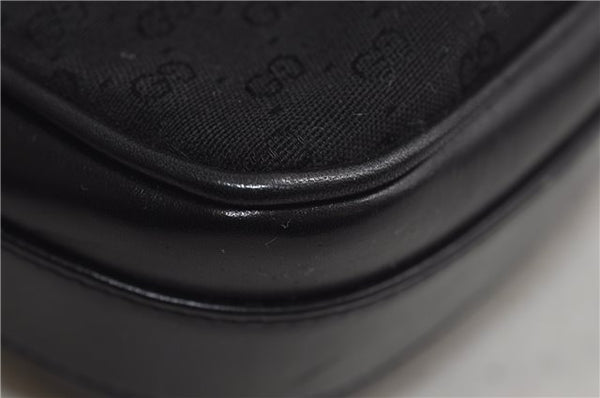 Authentic GUCCI Micro GG Canvas Leather Shoulder Cross Body Bag Black 0392E
