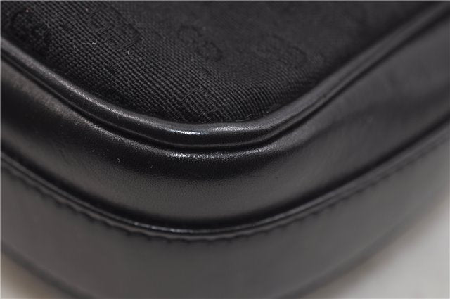 Authentic GUCCI Micro GG Canvas Leather Shoulder Cross Body Bag Black 0392E