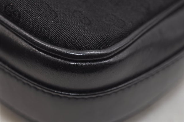 Authentic GUCCI Micro GG Canvas Leather Shoulder Cross Body Bag Black 0392E