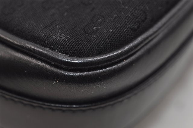 Authentic GUCCI Micro GG Canvas Leather Shoulder Cross Body Bag Black 0392E