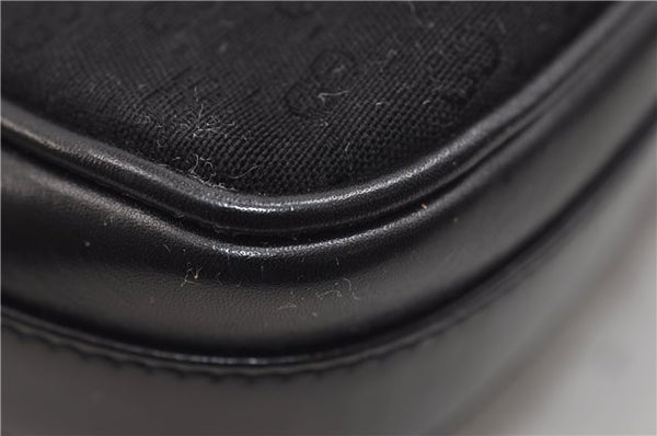 Authentic GUCCI Micro GG Canvas Leather Shoulder Cross Body Bag Black 0392E