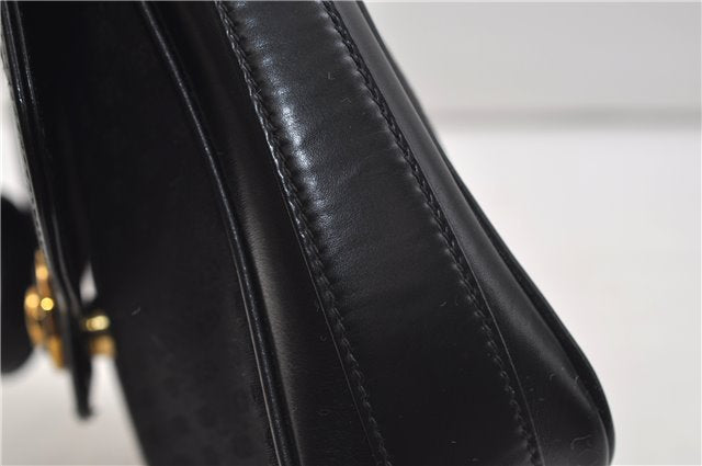 Authentic GUCCI Micro GG Canvas Leather Shoulder Cross Body Bag Black 0392E