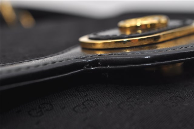 Authentic GUCCI Micro GG Canvas Leather Shoulder Cross Body Bag Black 0392E