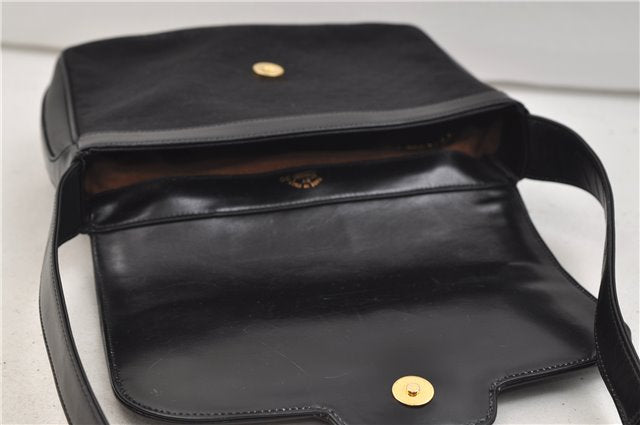 Authentic GUCCI Micro GG Canvas Leather Shoulder Cross Body Bag Black 0392E