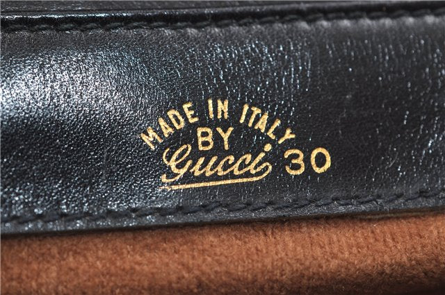 Authentic GUCCI Micro GG Canvas Leather Shoulder Cross Body Bag Black 0392E