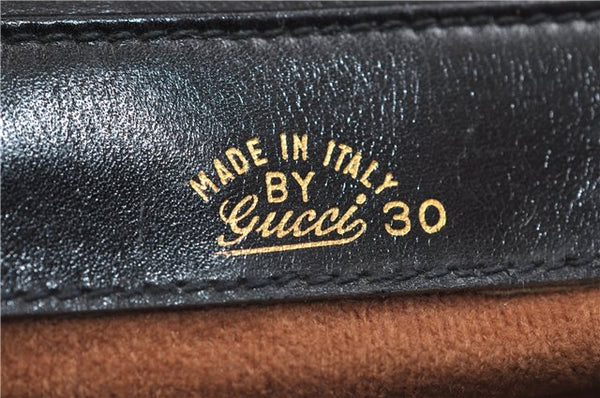 Authentic GUCCI Micro GG Canvas Leather Shoulder Cross Body Bag Black 0392E