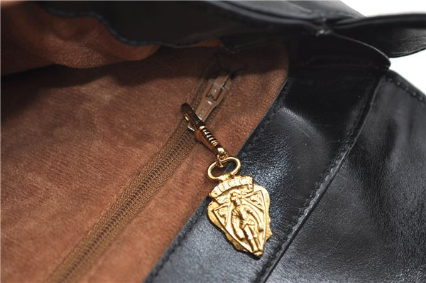 Authentic GUCCI Micro GG Canvas Leather Shoulder Cross Body Bag Black 0392E