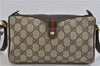 Authentic GUCCI Web Sherry Line Shoulder Cross Bag GG PVC Leather Brown 0393D