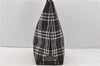 Authentic BURBERRY Check Shoulder Tote Bag Nylon Leather Black 0394D