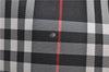 Authentic BURBERRY Check Shoulder Tote Bag Nylon Leather Black 0394D