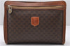 Authentic CELINE Macadam Blason Pattern Clutch Bag Purse PVC Leather Brown 0398D