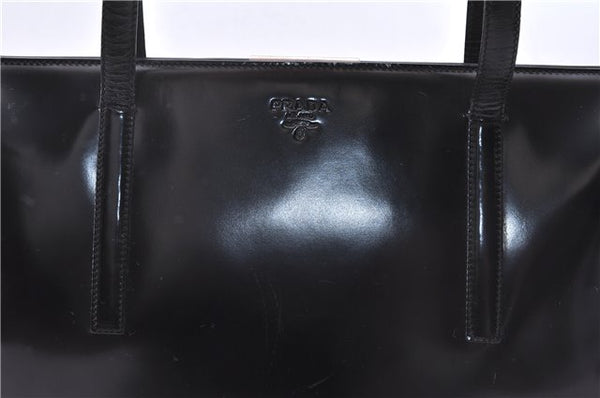 Authentic PRADA SPAZZOLATO Leather Shoulder Hand Bag B7390 Black 0398E