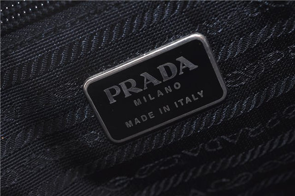 Authentic PRADA SPAZZOLATO Leather Shoulder Hand Bag B7390 Black 0398E