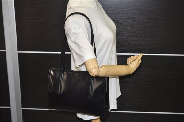 Authentic PRADA SPAZZOLATO Leather Shoulder Hand Bag B7390 Black 0398E