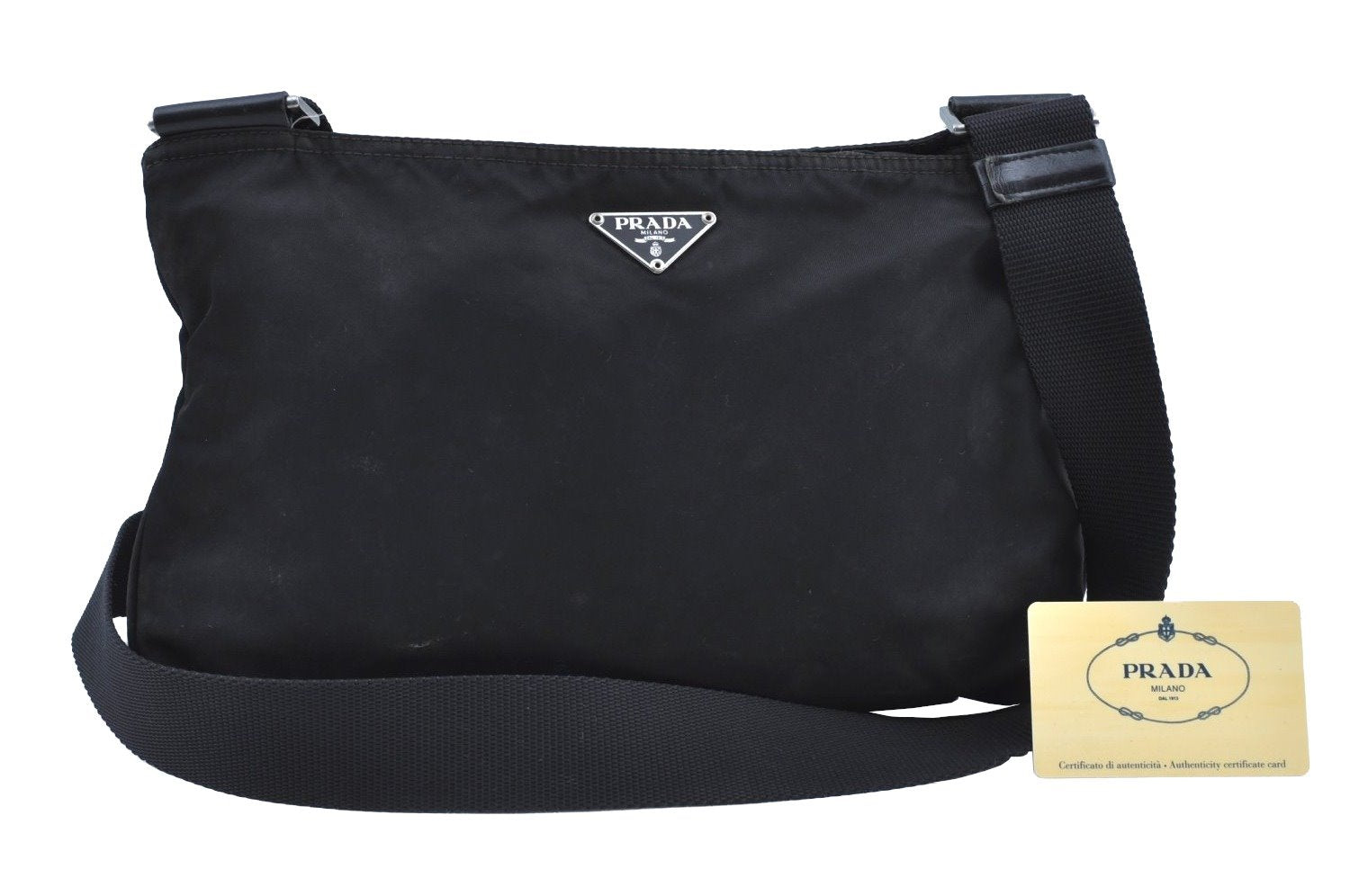 Authentic PRADA Nylon Vela Sport Leather Shoulder Cross Bag BT0174 Black 0402E
