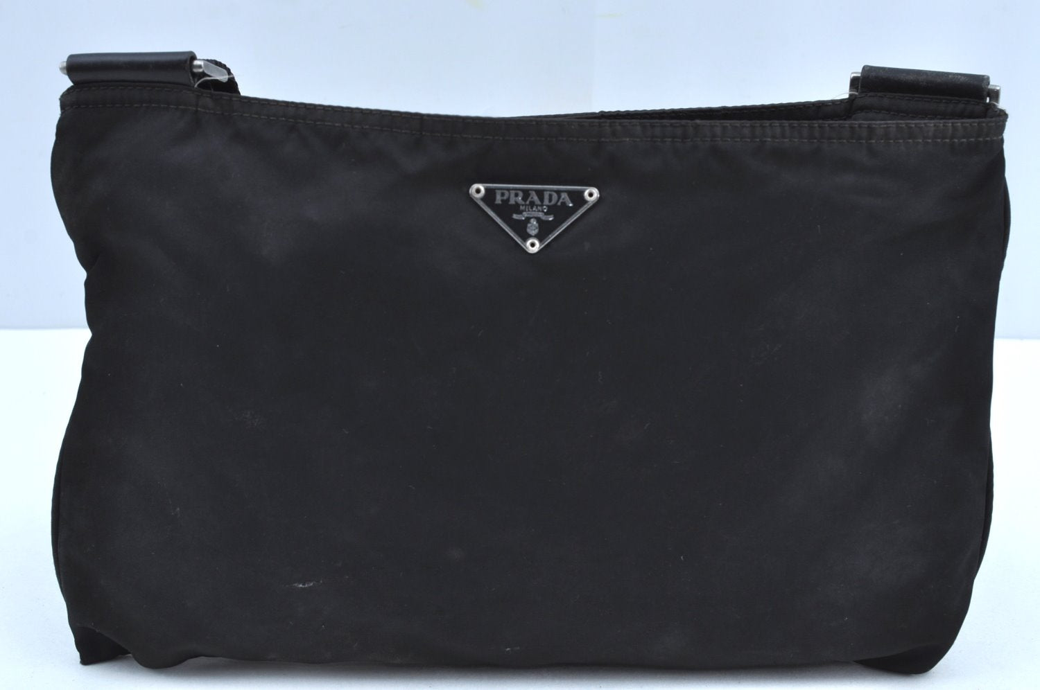 Authentic PRADA Nylon Vela Sport Leather Shoulder Cross Bag BT0174 Black 0402E