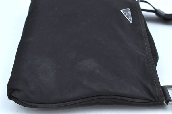 Authentic PRADA Nylon Vela Sport Leather Shoulder Cross Bag BT0174 Black 0402E