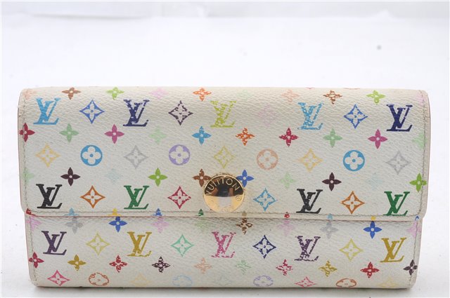 Louis Vuitton Monogram Multicolor Portefeuille Sarah Wallet M93744 White 0403D