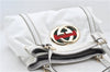 Authentic GUCCI Web Sherry Line New Britt Tote Bag PVC Leather White 0403E