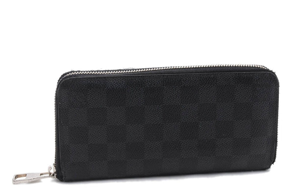 Authentic LOUIS VUITTON Damier Graphite Zippy Wallet Vertical N63095 LV 0404C