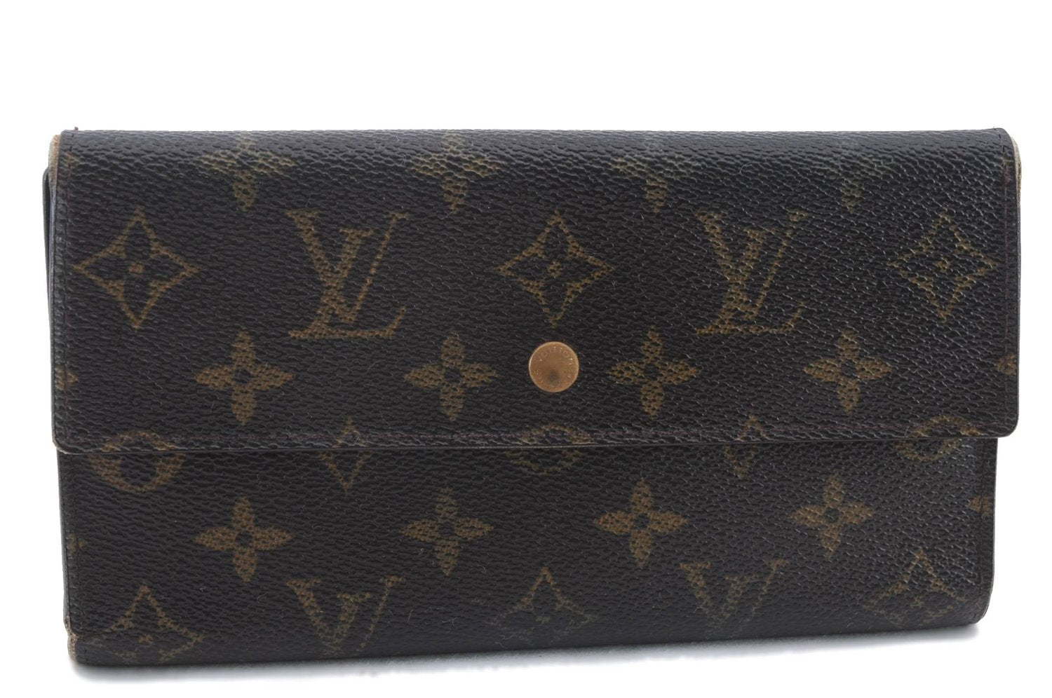 Auth Louis Vuitton Monogram Portefeuille International Wallet M61217 LV 0405D