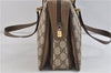 Authentic GUCCI Web Sherry Line Shoulder Hand Bag GG PVC Leather Brown 0406D