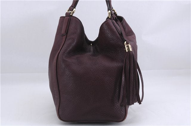 Authentic GUCCI SOHO Tassel Shoulder Tote Bag Leather 282309 Bordeaux Red 0409E