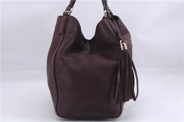 Authentic GUCCI SOHO Tassel Shoulder Tote Bag Leather 282309 Bordeaux Red 0409E