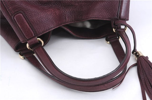 Authentic GUCCI SOHO Tassel Shoulder Tote Bag Leather 282309 Bordeaux Red 0409E