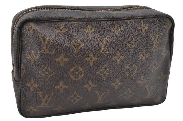 Auth Louis Vuitton Monogram Trousse Toilette 23 Clutch Hand Bag M47524 LV 0411E