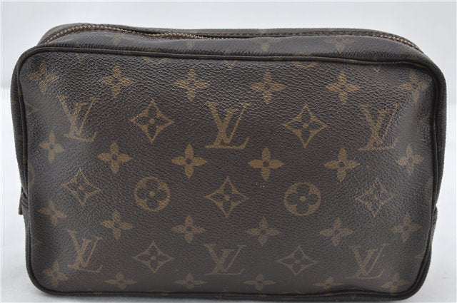 Auth Louis Vuitton Monogram Trousse Toilette 23 Clutch Hand Bag M47524 LV 0411E