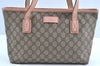 Authentic GUCCI Shoulder Hand Tote Bag Purse GG PVC Leather 211138 Brown 0411G