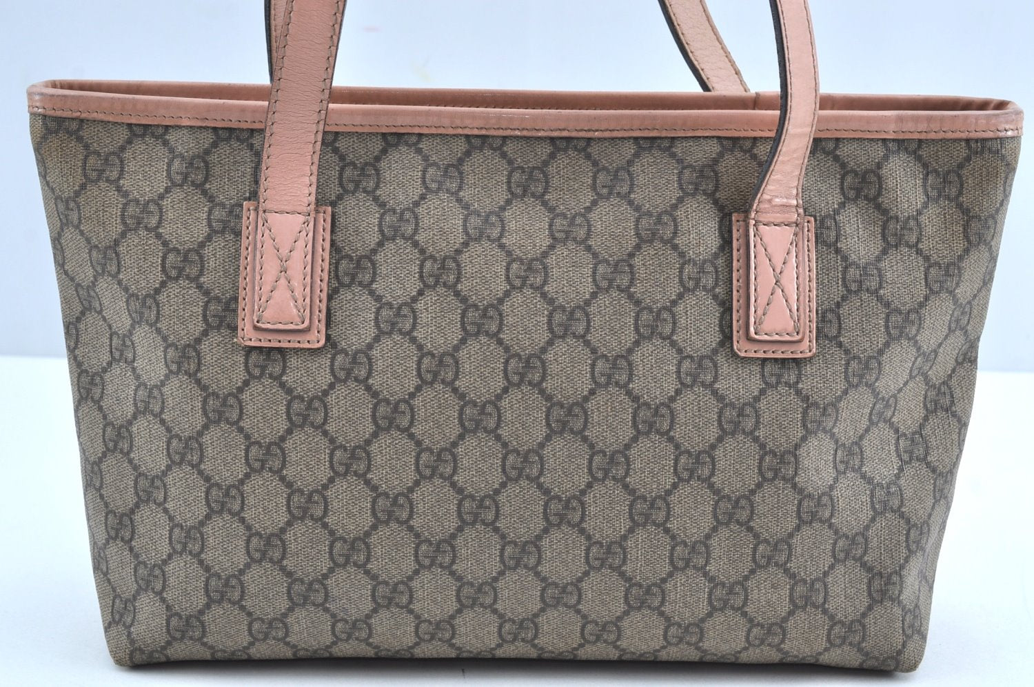 Authentic GUCCI Shoulder Hand Tote Bag Purse GG PVC Leather 211138 Brown 0411G