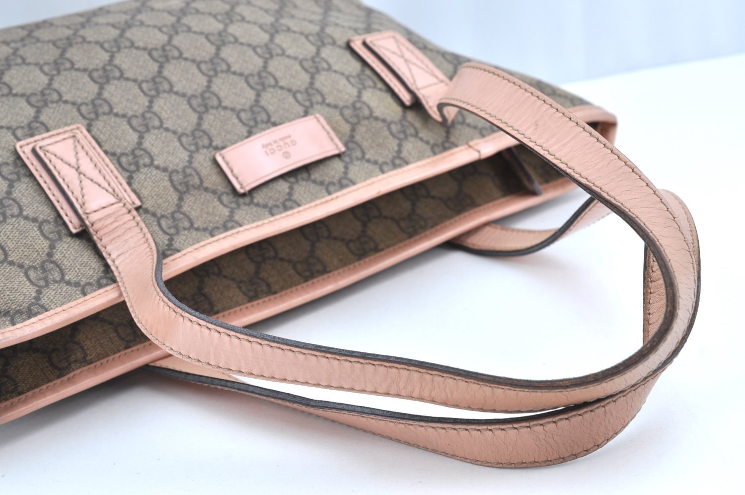 Authentic GUCCI Shoulder Hand Tote Bag Purse GG PVC Leather 211138 Brown 0411G