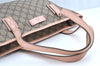 Authentic GUCCI Shoulder Hand Tote Bag Purse GG PVC Leather 211138 Brown 0411G