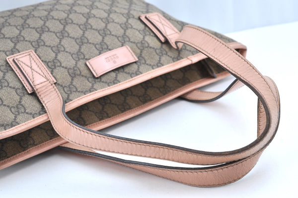 Authentic GUCCI Shoulder Hand Tote Bag Purse GG PVC Leather 211138 Brown 0411G