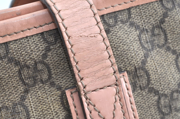 Authentic GUCCI Shoulder Hand Tote Bag Purse GG PVC Leather 211138 Brown 0411G