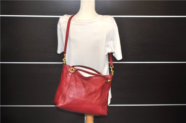 Authentic GUCCI Miss GG 2Way Hand Shoulder Bag Leather 323675 Red 0420E