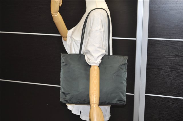 Authentic PRADA Vintage Nylon Shoulder Tote Bag Green 0421E