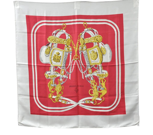 Authentic HERMES Carre 90 Scarf "BRIDES de GALA" Silk Ivory 0424C