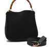 Authentic GUCCI Bamboo 2Way Shoulder Bag Suede Leather Black Junk 0424D