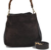 Authentic GUCCI Bamboo 2Way Shoulder Hand Bag Purse Suede Leather Brown 0426D