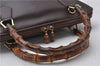 Authentic GUCCI Bamboo 2way Hand Shoulder Bag Purse Leather Brown Junk 0430D