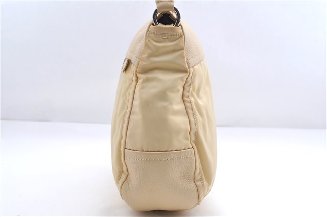 Authentic PRADA Nylon Tessuto Leather Shoulder Hand Bag Light Yellow 0439E