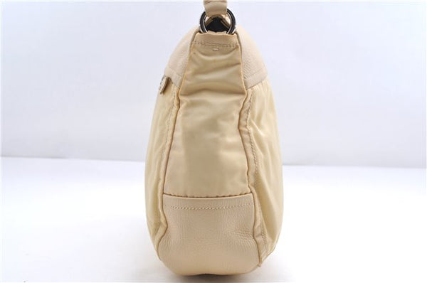 Authentic PRADA Nylon Tessuto Leather Shoulder Hand Bag Light Yellow 0439E