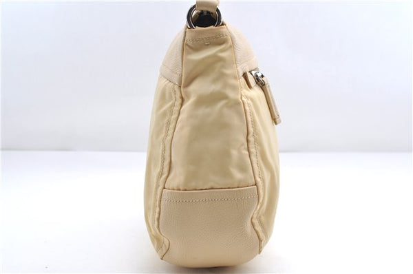 Authentic PRADA Nylon Tessuto Leather Shoulder Hand Bag Light Yellow 0439E