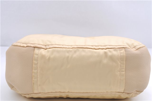 Authentic PRADA Nylon Tessuto Leather Shoulder Hand Bag Light Yellow 0439E