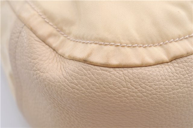 Authentic PRADA Nylon Tessuto Leather Shoulder Hand Bag Light Yellow 0439E