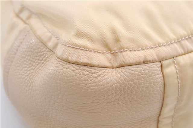 Authentic PRADA Nylon Tessuto Leather Shoulder Hand Bag Light Yellow 0439E