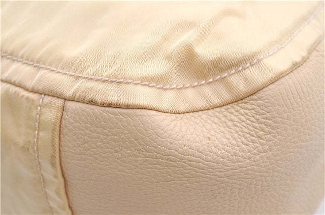 Authentic PRADA Nylon Tessuto Leather Shoulder Hand Bag Light Yellow 0439E